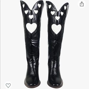 Black and White “Heart” Cowboy boots- WORN ONCE!